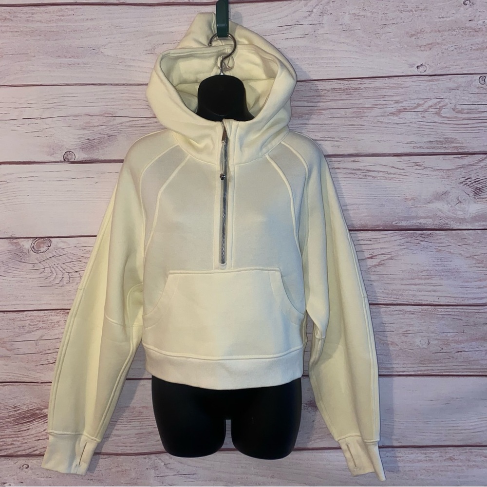 Lululemon Scuba Half Zip Cropped Hoodie Cream Size 8
